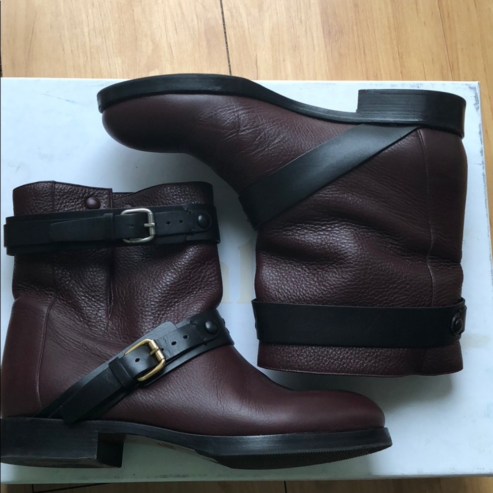 Chloe Burgundy Leather Biker/Motorcycle Boot